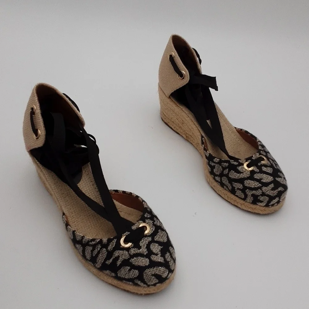 Santa Lolla women espadrille 6 animals printed metallic black boho vacation Y2K